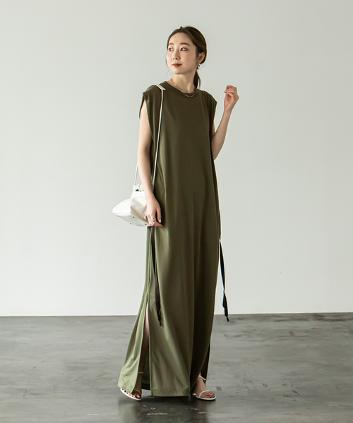 「COGTHEBIGSMOKE」 半袖ワンピース FREE カーキ レディース_画像3