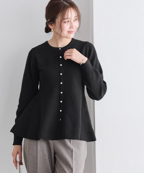 Pierrot（ピエロ） カーディガン ゴールドボタンペプラムカーディガン