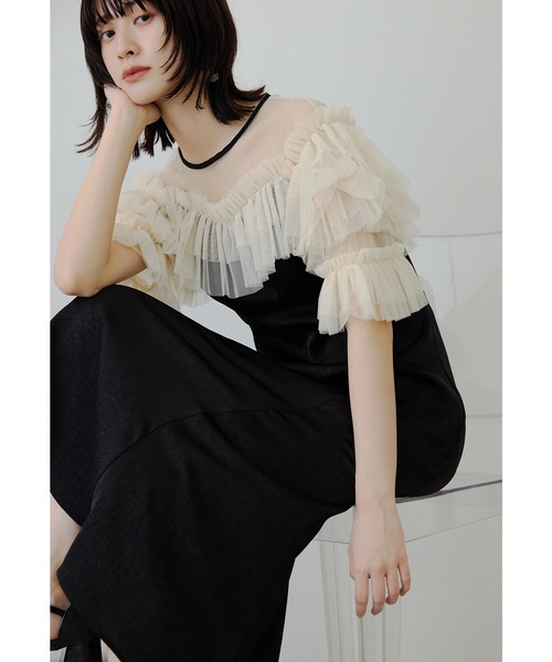 niana（ニアナ） ドレス チュールフリルサテンフレアドレス パーティー