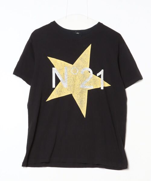 N°21 ブラック 半袖Tシャツ N°21（ヌメロヴェントゥーノ） 「N21 numero ventuno」 半袖Tシャツ M