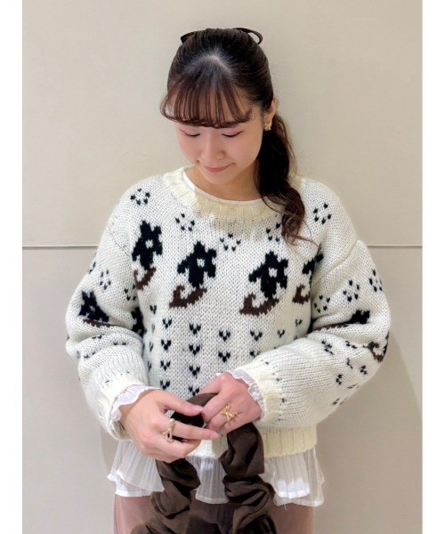 flower ニット セーター フローラルノルディックニット レディース