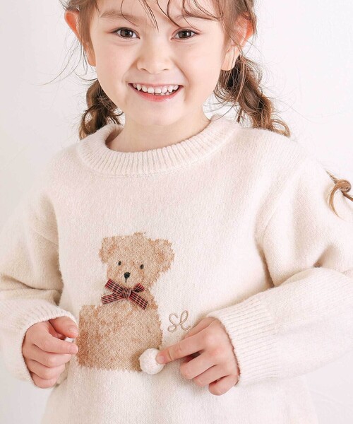 アニマルファームニットセーター ウェア オリジナル 動物 アニマル ニット トップス ブルーエ ブルーブルーエ bleubleuet 通販 アニマルモチーフ＆レース襟 ニットセーター