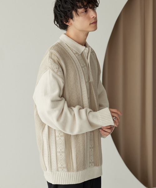 「MONO-MART」 長袖ニット L ネイビー メンズ_画像6