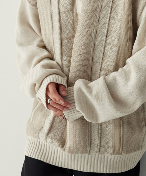 「MONO-MART」 長袖ニット L ネイビー メンズ_画像9