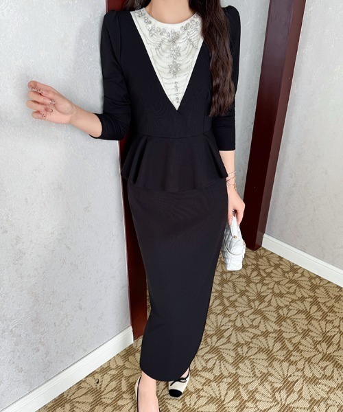 ヌキテパ 24SS コットンボイルホイルフラワープリントスリーブドレス