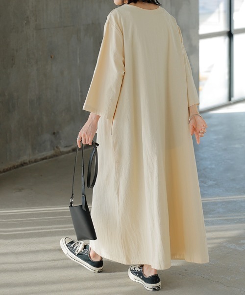 「HUG.U」 7分袖ワンピース - ブラック レディース_画像2