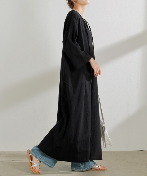 「HUG.U」 7分袖ワンピース - ブラック レディース_画像5