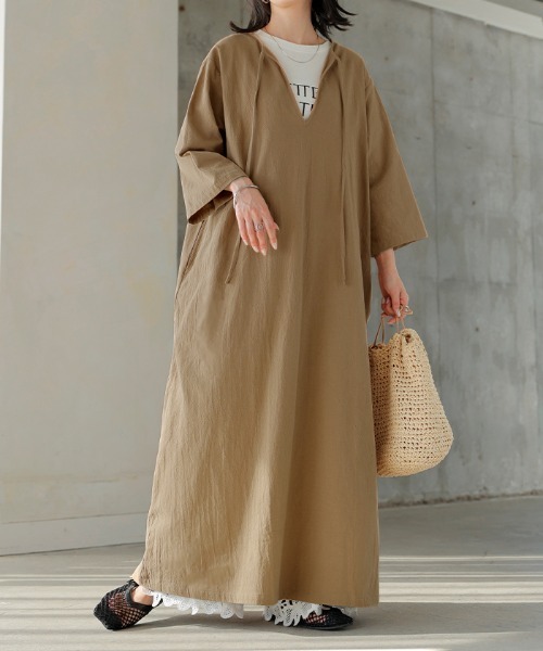 「HUG.U」 7分袖ワンピース - ブラック レディース_画像7