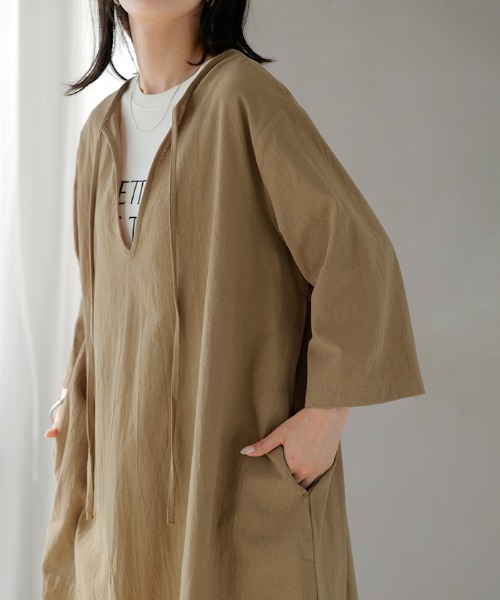 「HUG.U」 7分袖ワンピース - ブラック レディース_画像8