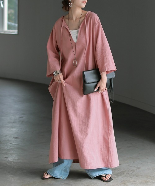 「HUG.U」 7分袖ワンピース - ブラック レディース_画像9