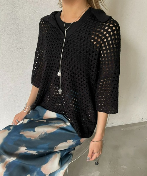 「AIC.」 半袖ニット FREE アイボリー レディース_画像7