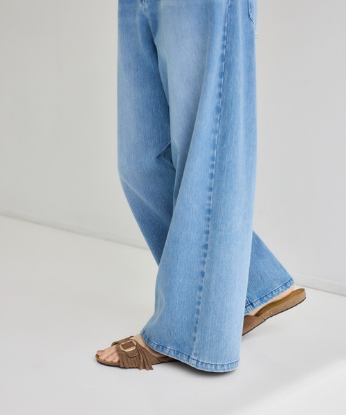ワイドパンツ ジーンズ デニム デニムパンツ レディースの画像