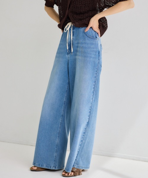 ワイドパンツ ジーンズ デニム デニムパンツ レディースの画像