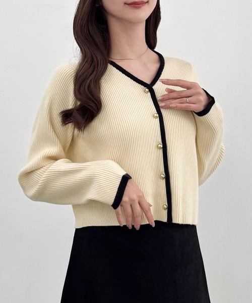 「CENEA」 ニットカーディガン LARGE クリーム レディース_画像8