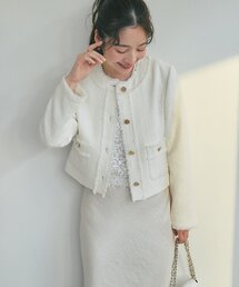 ノーカラー★ツイードジャケット★ラブティックボンボン La boutique Bonbon（ラブティックボンボン） ジャケット ノーカラー
