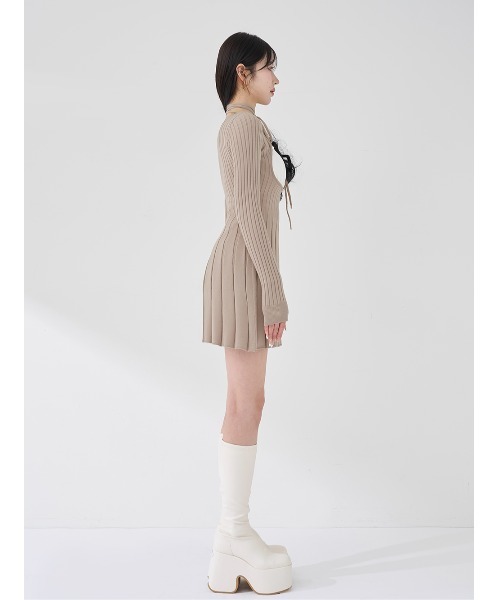 Darich（ダーリッチ） ワンピース ネックリボンデザインフレアニット