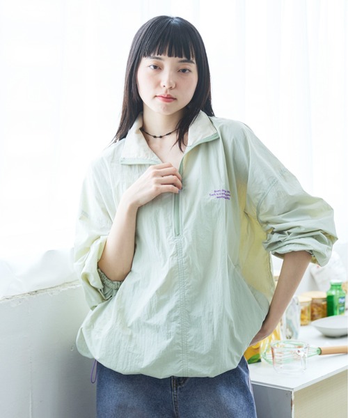 PILIT ハーフジップ ナイロンプルオーバー レディース : ZOZOTOWN