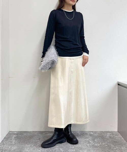 「fredy emue」 ロングスカート 38 アイボリー レディース_画像9