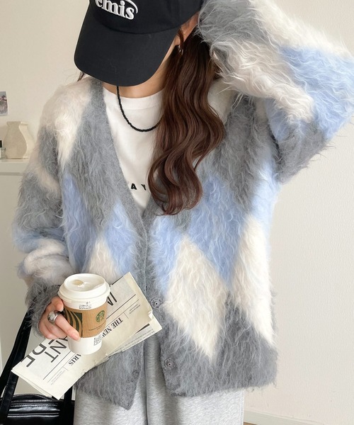 「classicalelf」 ニットカーディガン MEDIUM グレー レディース_画像3