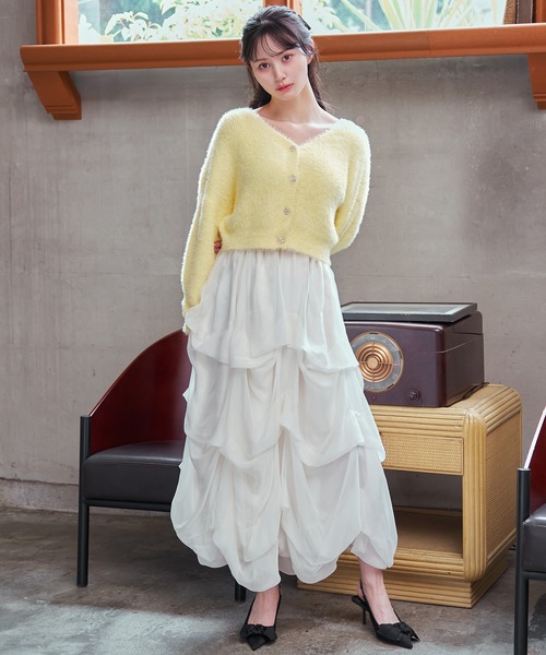 REDYAZEL タックバルーンボリュームシフォンロングスカート タックバルーンボリュームシフォンロングスカート(F ピンク): REDYAZEL