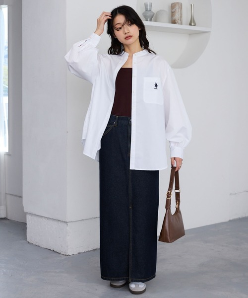 「U.S. POLO ASSN.」 長袖シャツ M サックスブルー レディース_画像4