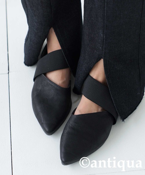 「antiqua」 フラットパンプス M ブラック レディース_画像4