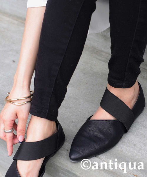 「antiqua」 フラットパンプス M ブラック レディース_画像6