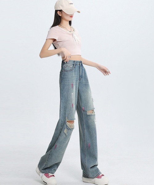 DAY CLOSET ワイドパンツ ジーンズ デニム デニムパンツ 「ウォッシュ