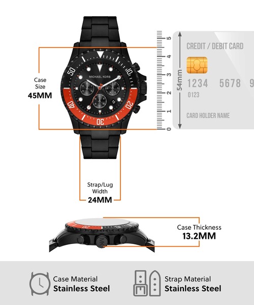マイケルコースディランメンズ腕時計レッドシリコンバンドブラック文字盤MK8774 MICHAEL KORS（マイケルコース） 腕時計 腕時計 メンズ アナログ