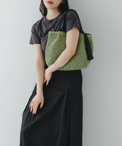 かごバッグ カゴバッグ タッセル付ペーパーバッグの画像
