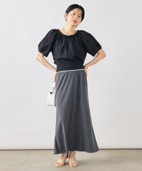 NOLLEY'S（ノーリーズ） ブラウス シャツ 半袖 ウォッシャブル袖