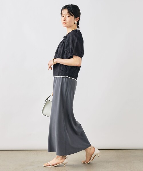 NOLLEY'S（ノーリーズ） ブラウス シャツ 半袖 ウォッシャブル袖