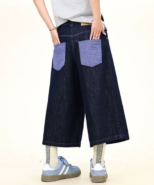 FreeZone ハーフパンツ ジーンズ 短パン バード刺繍デザインデニム