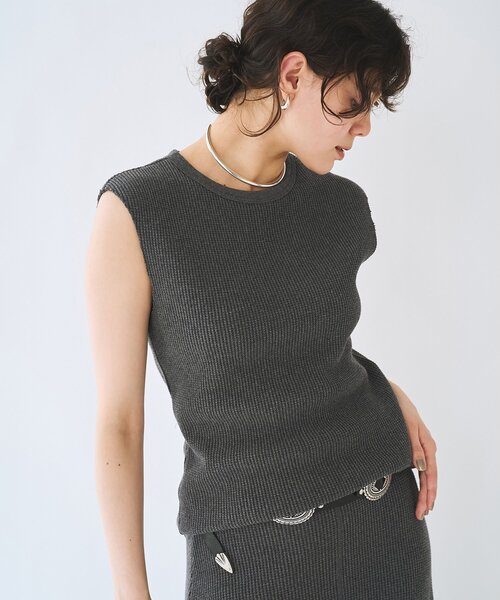 tシャツ ワッフルノースリーブプルオーバー レディースの画像