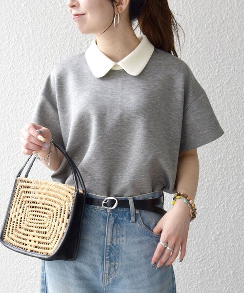 tシャツ SHIPS any:「洗濯機可能」バイカラー ショートスリーブ プルオーバー レディースの画像