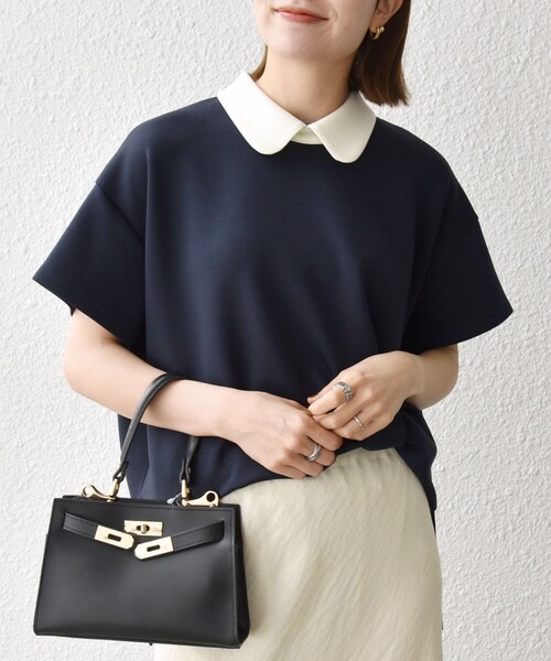 tシャツ SHIPS any:「洗濯機可能」バイカラー ショートスリーブ プルオーバー レディースの画像