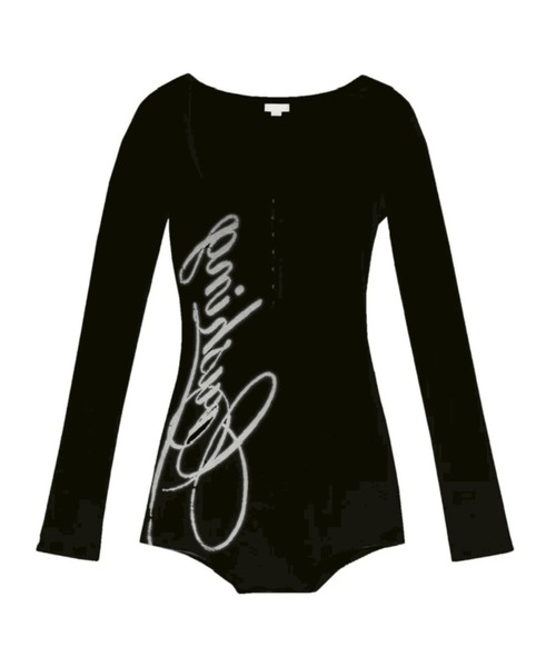 即日発送 bonnaeブラック ボディスーツ 長袖 bonnae（ボンネ） tシャツ 「bonnae」Body suit / 「ボンネ」スクエア