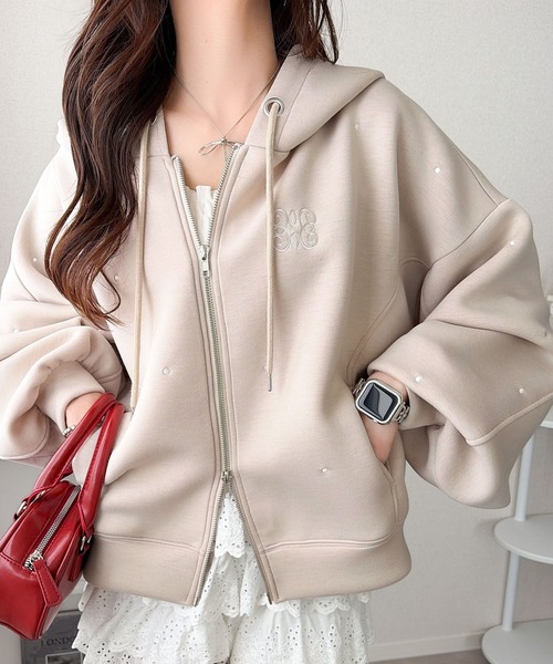 「mily bilet」 ジップアップパーカー SMALL アイボリー レディース_画像2