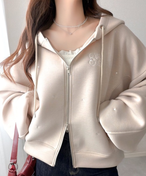「mily bilet」 ジップアップパーカー SMALL アイボリー レディース_画像4
