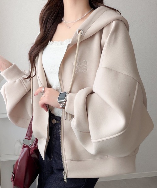 「mily bilet」 ジップアップパーカー SMALL アイボリー レディース_画像5