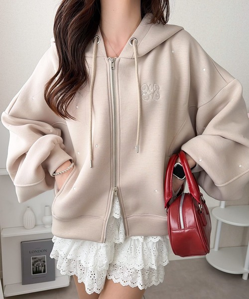 「mily bilet」 ジップアップパーカー SMALL アイボリー レディース_画像7