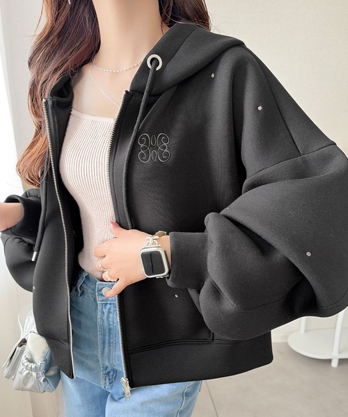 「mily bilet」 ジップアップパーカー SMALL アイボリー レディース_画像8