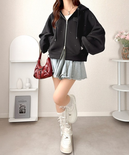 「mily bilet」 ジップアップパーカー SMALL アイボリー レディース_画像9