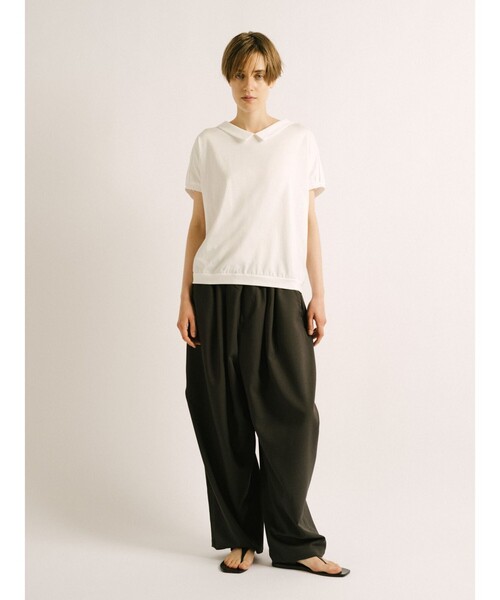 mizuiro ind ブルー ティアード 半袖 トップス mizuiroind（ミズイロインド） tシャツ 半袖 シャツカラードルマンプル