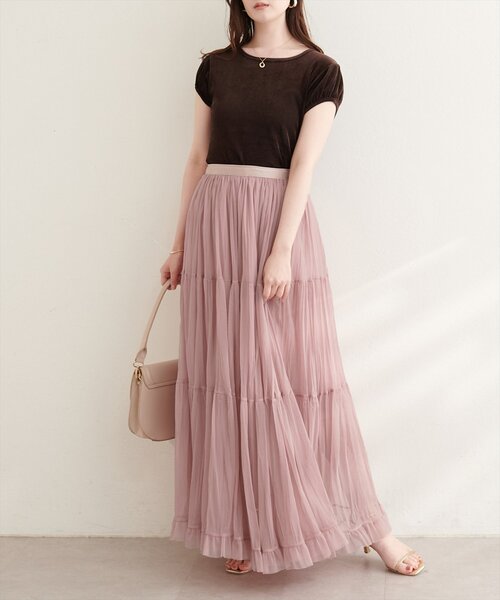natural couture ロング スカート プリーツティアードスカート