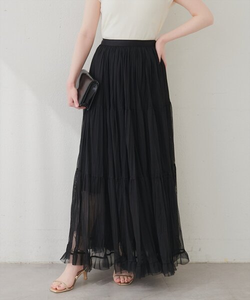 natural couture ロング スカート プリーツティアードスカート