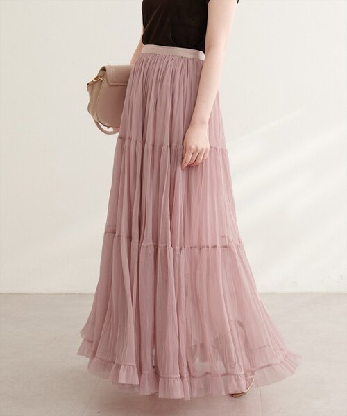 natural couture ロング スカート プリーツティアードスカート