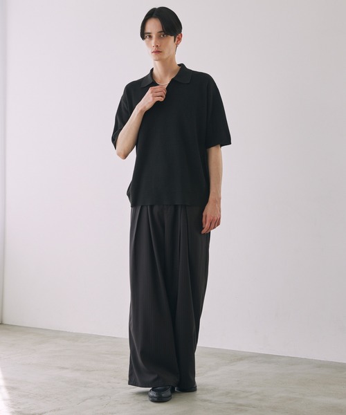 「LUENNA」 半袖ニット M チャコールグレー メンズ_画像5