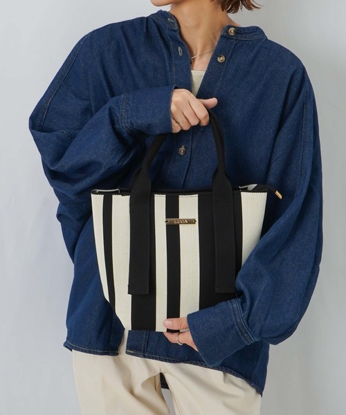 新品未使用 ブラック＆ホワイト ニットショルダーバッグ Lサイズ LADY LUCK LUCA（レディラックルカ） トートバッグ LC/LLL ジャガード