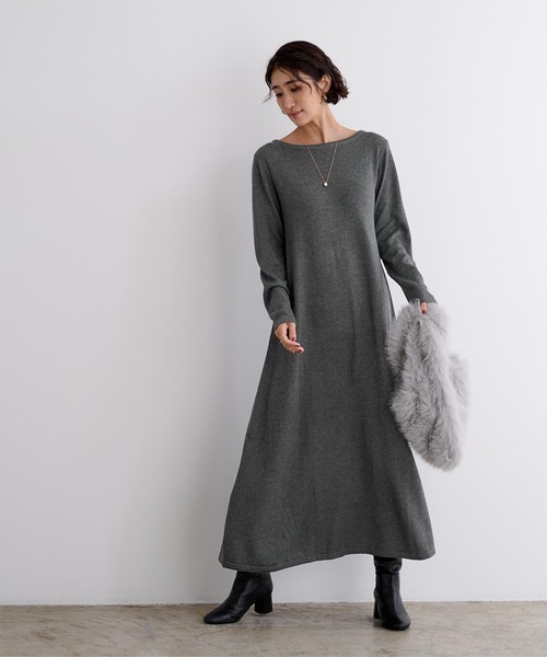 【apuntob】アプントビー　ウール100%ボートネックワンピース　長袖　Ｌ 楽天市場】【店内全品20％OFFクーポン】1/16 1:59まで□ボートネック